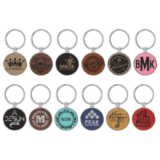 Personalized Leatherette/Metal 1.5" Round Keychain