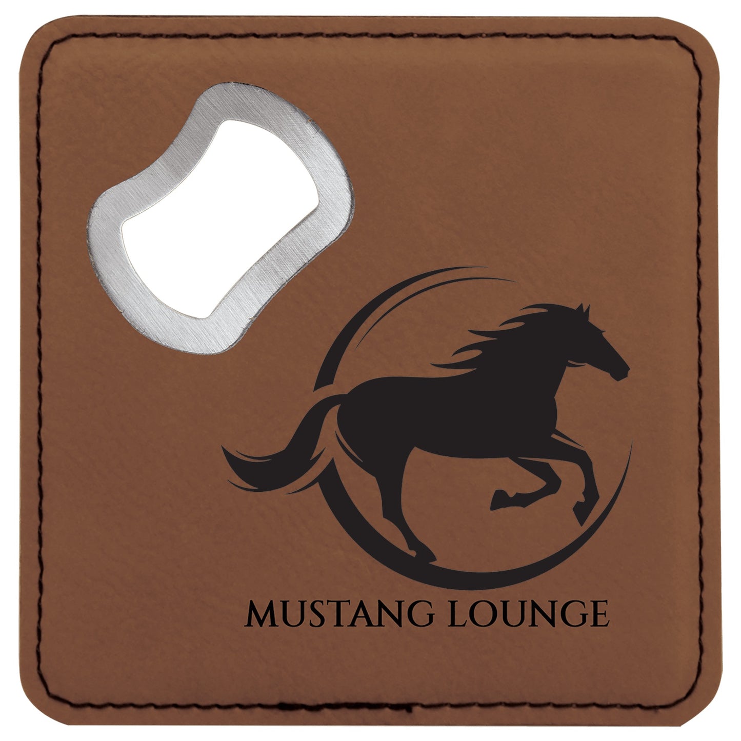 Personalized Leatherette Bottle Opener Coaster 4"x4"