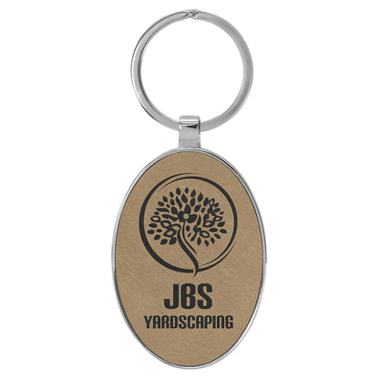 Personalized Leatherette/Metal Oval Keychain 3" x 1 3/4"