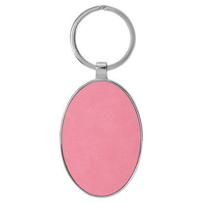 Personalized Leatherette/Metal Oval Keychain 3" x 1 3/4"