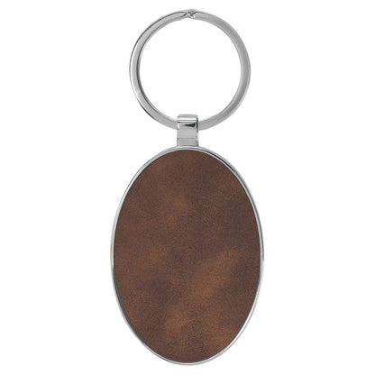 Personalized Leatherette/Metal Oval Keychain 3" x 1 3/4"