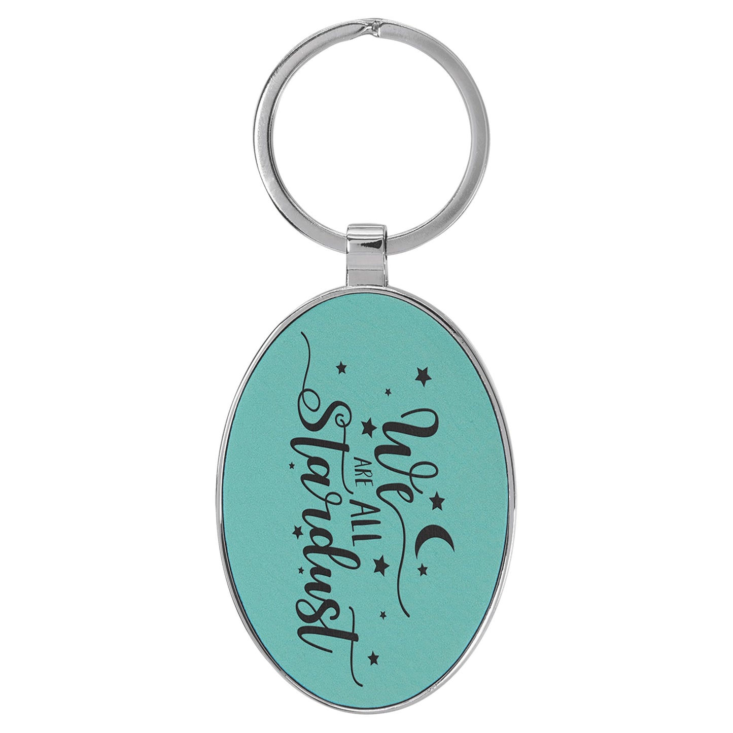 Personalized Leatherette/Metal Oval Keychain 3" x 1 3/4"