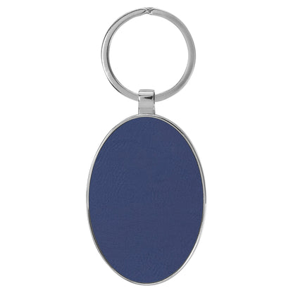 Personalized Leatherette/Metal Oval Keychain 3" x 1 3/4"