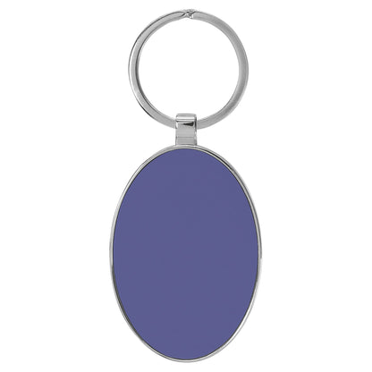 Personalized Leatherette/Metal Oval Keychain 3" x 1 3/4"